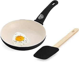GreenLife 8" Frypan with silicone spatula, bamboo, black