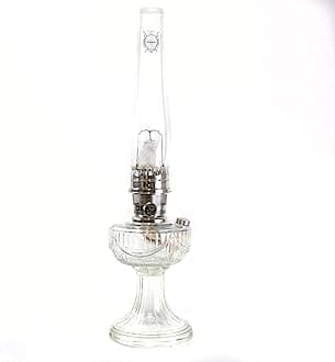 Aladdin Lincoln Drape Oil Lamp - Traditional Classic Indoor Oil or Kerosene Fuel Lamp, Bright White Light, Glass with Nickel Trim, Clear