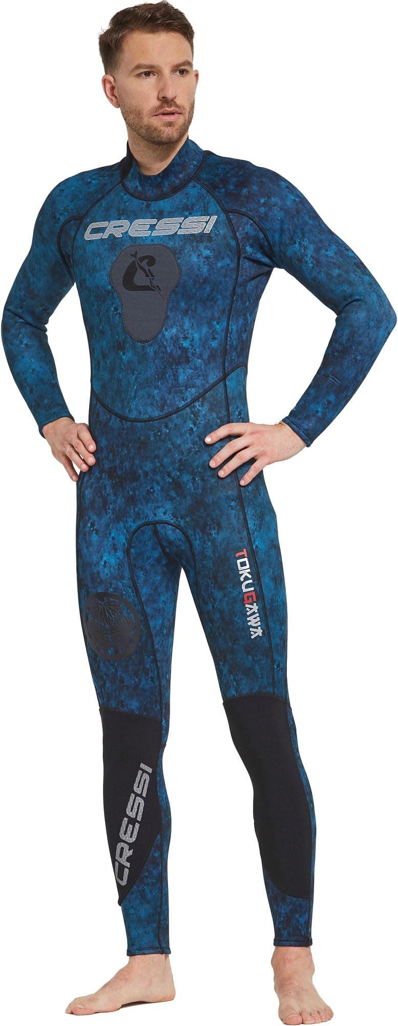 Spearfishing and Freediving One-Piece Wetsuit with Loading Chest Pad, Knee Protection, Anatomical Design - Tokugawa: Designed in Italy