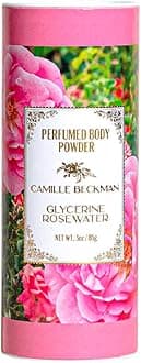 Glycerine Rosewater Scented Talc-Free Body Powder, Perfumed Dusting Powder, Camille Beckman, 3 Ounce