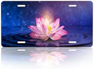 License Plate,Lotus License Plate Cover Funny Car Decoration Vanity Tag Stainless Steel Frame Fits Any Standard Us License Plate 6.2x12.2 for Women Men