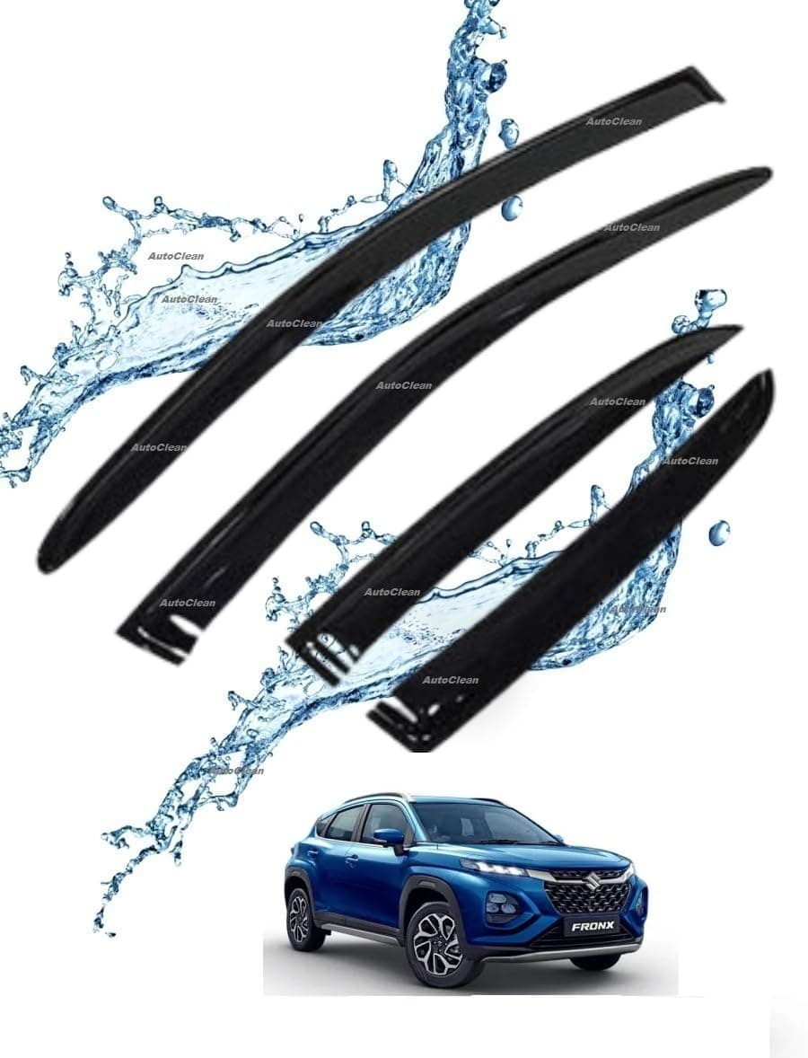 Car Window Door Visor Rain Guard Side Wind Deflector Unbreakable Injection Moulded Compatible for Maruti Fronx All Variants (4 Pieces Set)