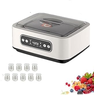 Large Capacity Ultimate Yogurt Maker Machine, Adjustable Constant Temperature Yogurt Maker With Led Display And Timing Control For Home Organic Yogurt, Cheese, Fruit Wine (Square-with 9 Glass)