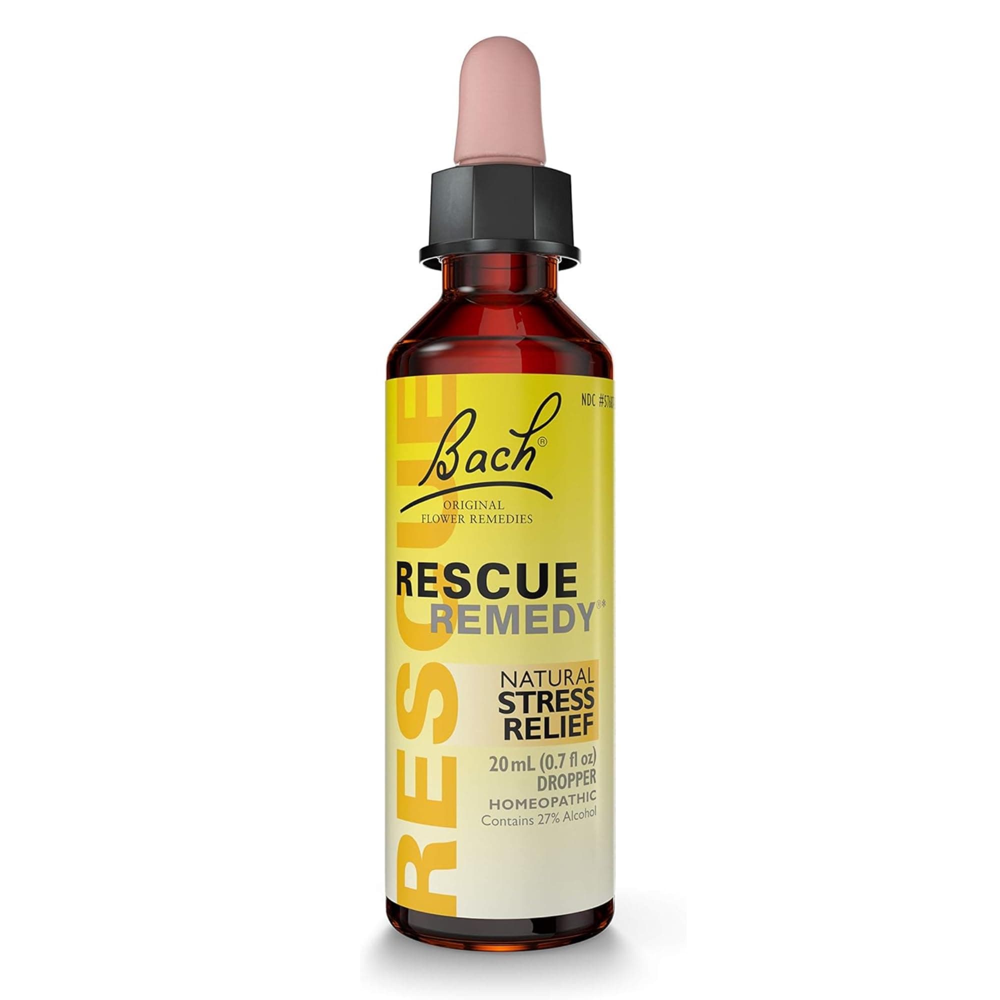 Bach RESCUE REMEDY Dropper 20mL, Natural Stress Relief, Homeopathic Flower Essence, Vegan, Gluten & Sugar-Free, Non-Habit Forming