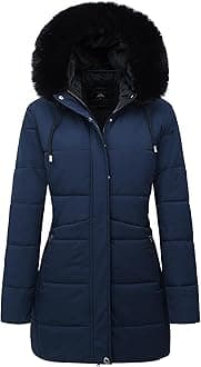 Women's Long Winter Puffer Coat Thicken Fleece Lined Down Jacket Waterproof Faux Fur Detachable Hooded Parka