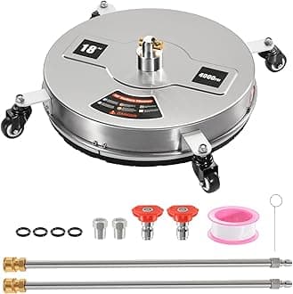 18 Inch Pressure Washer Surface Cleaner, WICHEMI Pressure Washer Attachments with 4 Wheels, Stainless Steel Power Surface Cleaner for Pressure Washer for Cleaning Driveways, Sidewalks and Patios