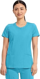 Cherokee Infinity Scrubs for Women Round Neck Scrub Top with 3 Pockets & 360° Stretch-2624A