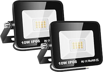 PICAA LED Flood Light Outdoor,2X10W 1000 Lumens Super Bright 3500K Warm Light LED Safety Light, IP65 Waterproof, for Garden, Courtyard, Patio, Square, Factory