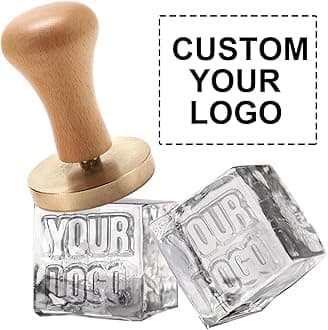 Custom Ice Cube Stamp Ice Branding Bar Stamp with Wood Handle for Cocktails Whiskey Mojito Bar Drink DIY Crafting (3.8cm)
