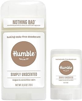 HUMBLE SIMPLE AND TRUE. BRANDS Aluminum-Free Deodorant, Vegan Cruelty- free, Formulated for Sensitive Skin, Sensitive Unscented Deodorant Full & Travel Pack