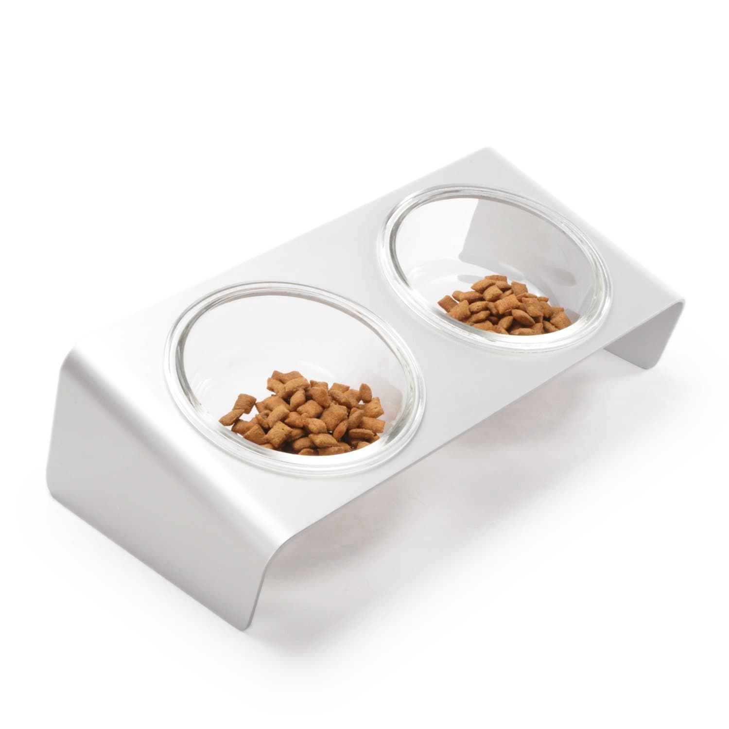 Elevated Cat Feeder with Glass Bowls