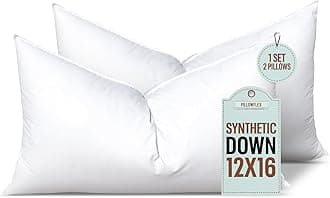 Pillowflex Set Of 2 Synthetic Down Alternative Fibre Pillow Inserts For Shams (12 Inch By 16 Inch) 30.5cm x 40.5cm
