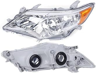 Headlight Assembly for 2012 2013 2014 Camry Models Front Left Driver Side Chrome Headlight Projector Headlamp Replacement 8115006470, 8111006470
