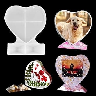 Zayookey Heart Shape Silicone Molds Love Epoxy Resin Photo Frame Molds Flower Specimen Mold Personalized Picture Frames Resin Mould for DIY Crafts Home Table Décor