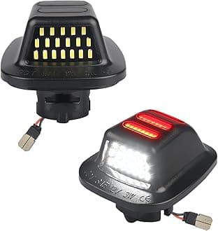 LED License Plate Light Lamp with Red OLED Neon Tube Compatible with Chevy K1500 C1500 1988-1999, Silverado Sierra 1988-1998, Tahoe Yukon Suburban S10 Black housing 6000K White, Pack of 2