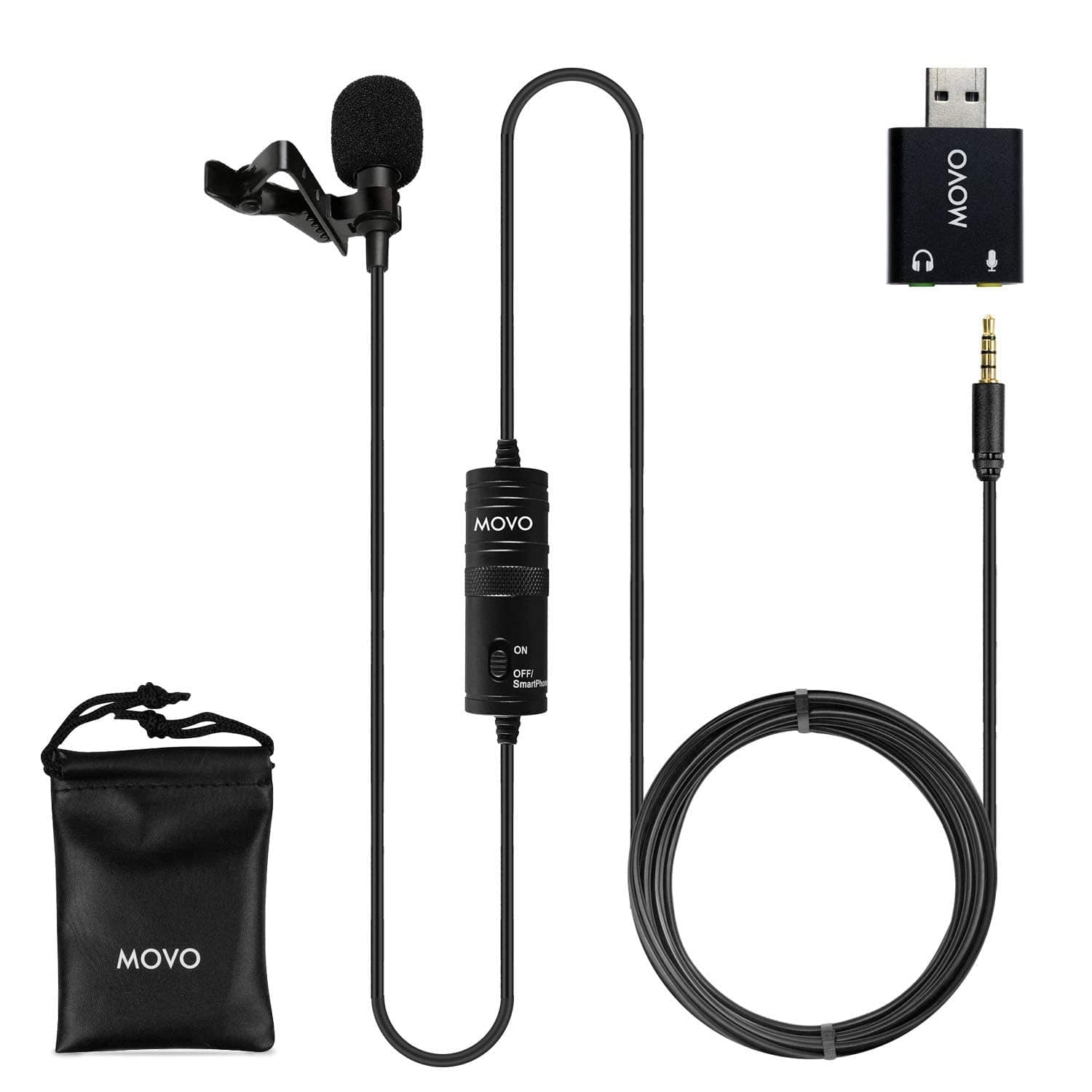 Movo Sevenoak Universal USB Computer Microphone with USB adapter compatible with Laptop, Desktop, PC and Mac, Smartphones, Cameras, Podcasting, Gaming, Remote Work and Laptop Microphone (20-Foot Cord)