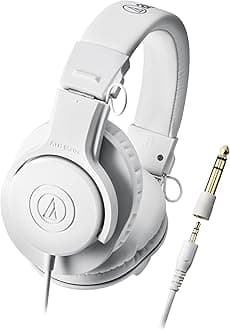 Audio-Technica ATH-M20x W Over Ear Headphones | Professional Studio Wired Headphones for Tracking & Mixing | Over The Ear Head Phones with Enhanced Bass & Sound Isolation