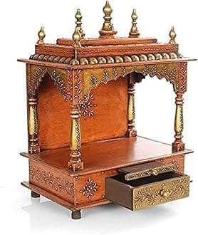 Wooden Temple for Home - Pooja Mandir/Mandap (Copper)