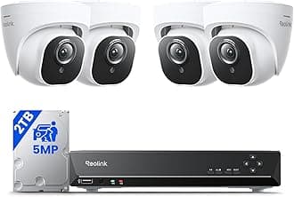 Reolink 8CH 5MP PoE Home Security Camera System, 4 Wired Outdoor IP Cameras, 8 Channel NVR With 2TB HDD for 24/7 Recording RLK8-520D4-5MP