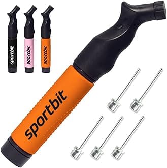SPORTBIT Ball Pump with 5 Needles - Push & Pull Inflating System - Great for All Sports Balls - Football Ball Air Pump, Volleyball Pump, Basketball Inflator - Goes with Needles Set