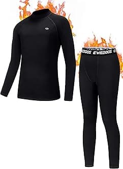 Ewedoos Thermal Underwear Set for Kids Thermals Top and Bottom Set Boys Long Johns Base Layer Thermal Set