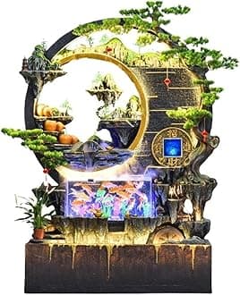 Home Decorative Floor Standing Fountain With Rockery, LED Lights, Entrance Water Feature Wall Screen - Living Room Floor Decorative Ornaments (Small)