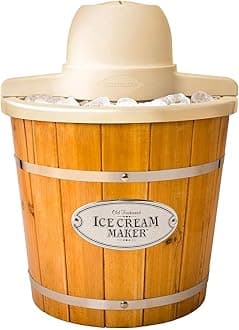 Electric Ice Cream Maker - Old Fashioned Soft Serve Ice Cream Machine Makes Frozen Yogurt or Gelato in Minutes - Fun Kitchen Appliance - Vintage Wooden Style - Light Wood - 4 Quart