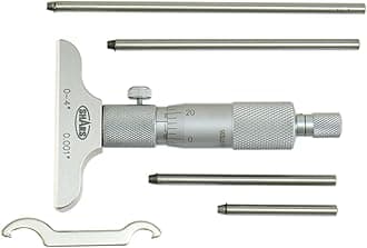 Shars 0-4" Depth Micrometer, 0.001" Graduation, 2.5" Base, 4 Rods, 0.0002" Accuracy 303-2503 P)