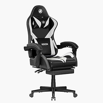 Gaming Chairs for Adults Tall and Kids，Lumbar Support,High Back Reclining Computer Chair with Headrest (White)