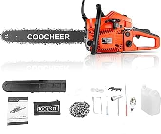 Gas Powered Chain saws 62CC, 20Inch 3.5HP 2-Stroke Gasoline Chain Saw with for Tree Stumps, Limbs, Tree Felling, and Firewood Cutting
