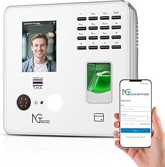 NGTeco Time Clock Cloud-Based, 4-in-1 Time Clocks for Employees Small Business, 2.4GHz WiFi Remote Control Clock in and Out Machine with Software & App, 10 IC Cards, 0 Monthly Fee