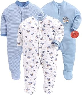 EIO® 100% Cotton Sleep Suit/Onesies/Rompers/Jumpsuit for New Born Boys and Girls Combo Pack