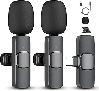 2 Pack Professional Wireless Lavalier Microphone for iPhone 15(Above) and Android USB-C Device, Lapel Mics Plug-Play Clip on Lapel Mic for YouTube, Recording, Vlog, Facebook Live