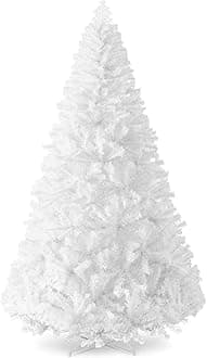 Best Choice Products Artificial Christmas Tree, 7.5ft Premium Unlit Pine Design, Dense Branches Realistic Holiday Décor​ w/Easy Assembly - White