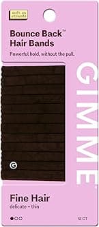 Beauty Fine Hair Elastic Bands - Slim-Fit Elastic Ties for Fine, Brittle, or Bleached Hair - No-Dent, Gentle-Grip Ponytail Holders for All-Day Comfort - 12 Pack, Dark Brown