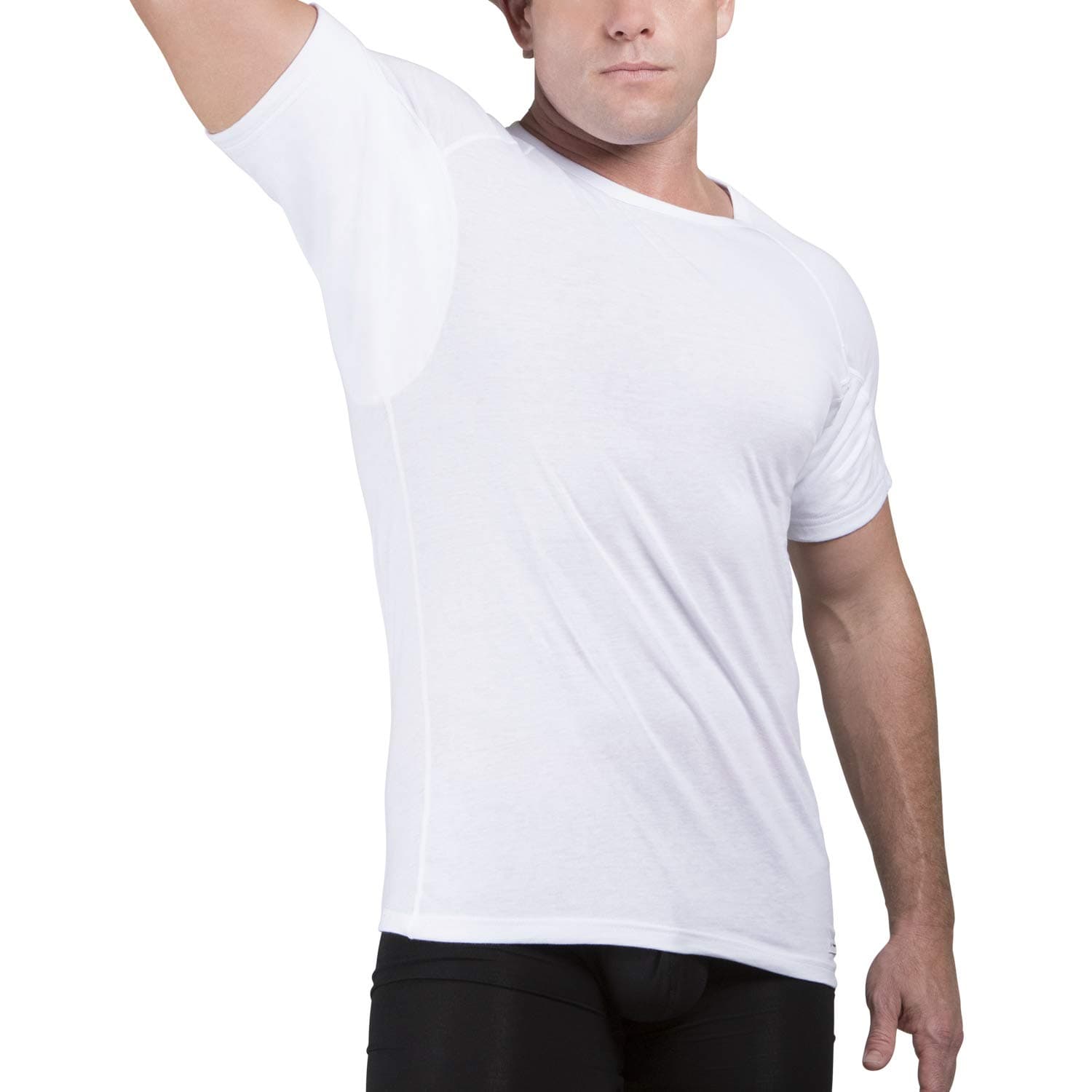 Sweatproof Undershirt for Men | Crew Neck Cotton | Classic Fit T Shirt with Sweat Pads | Odor Resistant | Blocks Sweat