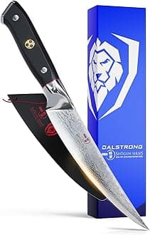 Dalstrong Fillet Knife - 6 inch - Shogun Series ELITE - Damascus - AUS-10V Japanese Super Steel - Boning Knife - Meat Cutting, Carving, Bone, Trimming, Deboning - Black G10 Handle - Sheath Included