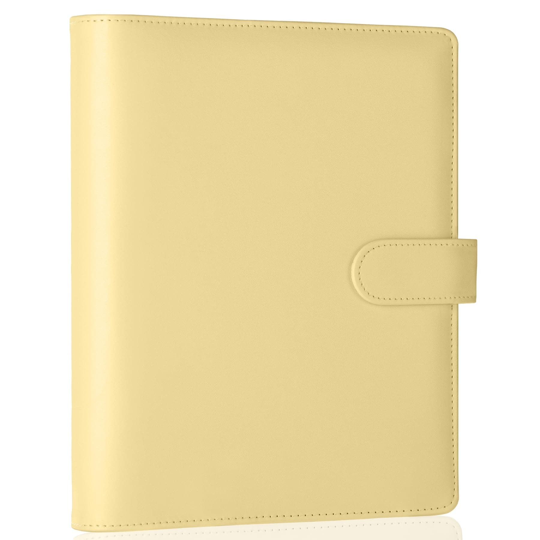 Antner A5 PU Leather Binder 6 Ring Notebook Binder Cover for A5 Paper Refillable Personal Planner Budget Management Binder with Magnetic Buckle Closure Yellow