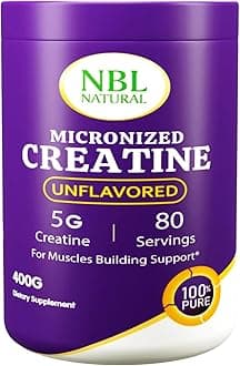 NBL Natural Creatine Monohydrate Powder, Unflavored 400g, Pure Micronized | Muscle Recovery + Builder for Men & Women | Workout Supplements, 80 Servings