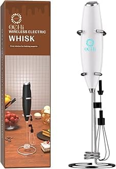 OCHI Powerful Milk Frother & Egg Beater - Powerful Electric Handheld Frother & Whisk for Coffee, Lattes, Cappuccino, Hot Chocolate & Coffee Creamer - Ultra Fast Foam Maker & Drink Mixer (White)