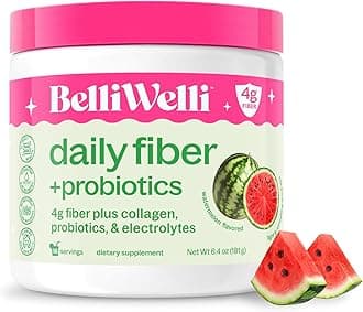 Daily Fiber Powder Supplement with Collagen, Probiotics & Electrolytes | Supports Digestive Health, Gut Balance & Deinflammation | Watermelon | 16 Servings