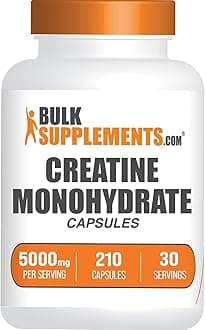BULKSUPPLEMENTS.COM Creatine Monohydrate Capsules - 7 Creatine Capsules per Serving, 5000mg, 210 Capsules