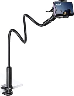 Lamicall 360° Sleeping Smartphone Arm Stand, Bet, Smartphone Holder: Flexible Arm Stand, Portable, Swivel, Sleek, Tabletop, Desk, iPhone, Android, iPhone 16, 15, 14, Pro, Promax 13, Mini 12, 11, Pro,