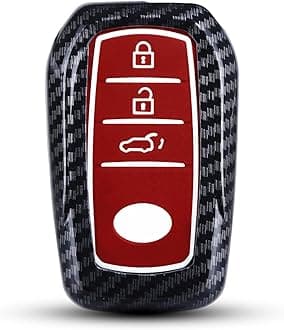 JVCV® Hard Case Key Cover Compatible with Toyota Innova Crysta Fortuner Legender Hycross Hilux Land Cruiser 3 Button Smart Key (Carbon Red)
