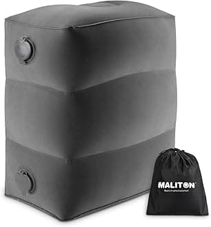 Maliton Airplane Footrest, Inflatable Foot Rest for Kids, Adjustable Height Travel Pillow On Airplanes, Cars, Office, Toddler Travel Essentials (Dark Grey, 1 Pack)