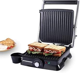 Wonderchef Sanjeev Kapoor Tandoor Family Size, Electric Griller, Toaster & Sandwich Maker, 1600 Watt, Adjustable Slope to Remove Excess Oil, Auto Shut Off| LED Indicator, Black & Silver