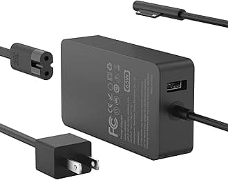 65W Charger Compatible with Microsoft Surface Pro 11, 10, 9, 8, 7+, 7, 6, 5, 4, 3, X, Power Adapter for Windows Surface Laptop 7/6/5/4/3/2/1, Go Tablet, Book 3/2/1, Support 44W, 36W, LED, 10FT