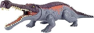 Mattel Jurassic World Massive Biters Sarcosuchus Larger-Species Dinosaur Action Figure, Tail-Activated Strike & Chomp Action