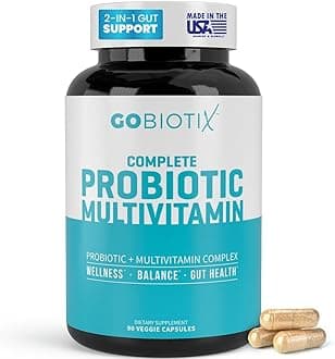 GOBIOTIX Multivitamin with Probiotics and Digestive Enzymes - 25 Billion CFU - Digestive Health, Probiotics for Women and Men - Gluten Free Pills - 90 Capsules