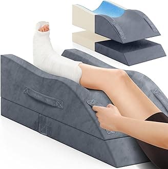 TranquilRelax Leg Elevation Pillows, Wedge Pillow for After Surgery, Memory Foam Leg Support Adjustable, Comfort Care for Back Knee Hip Ankles Pain, Knee Pillow for Sleeping Blood Circulation Grey